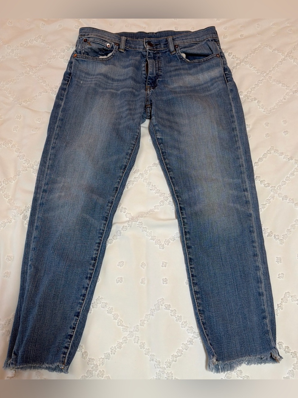 Vintage Polo Ralph Lauren Size 30 Tompkins Mid Rise Skinny Crop Denim Blue Jeans